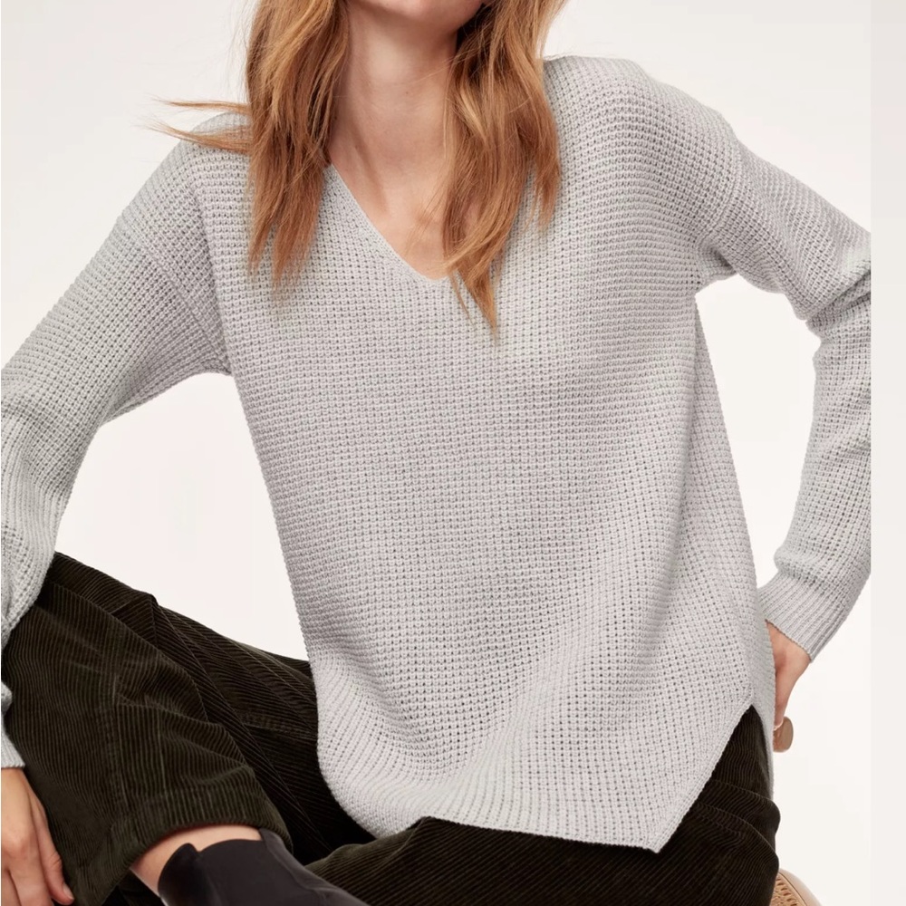 ARITZIA / WILFRED free wolter 100% merino wool sweater in mauve pink
